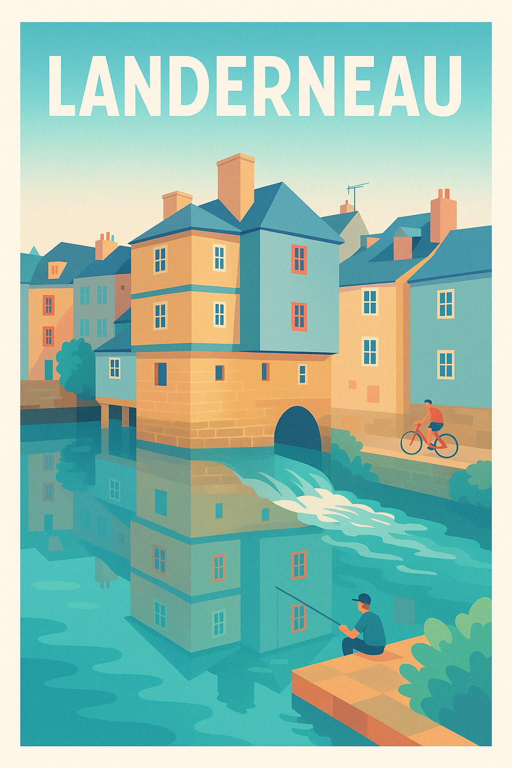 Affiche de Landerneau - Charme et quiétude bretonne