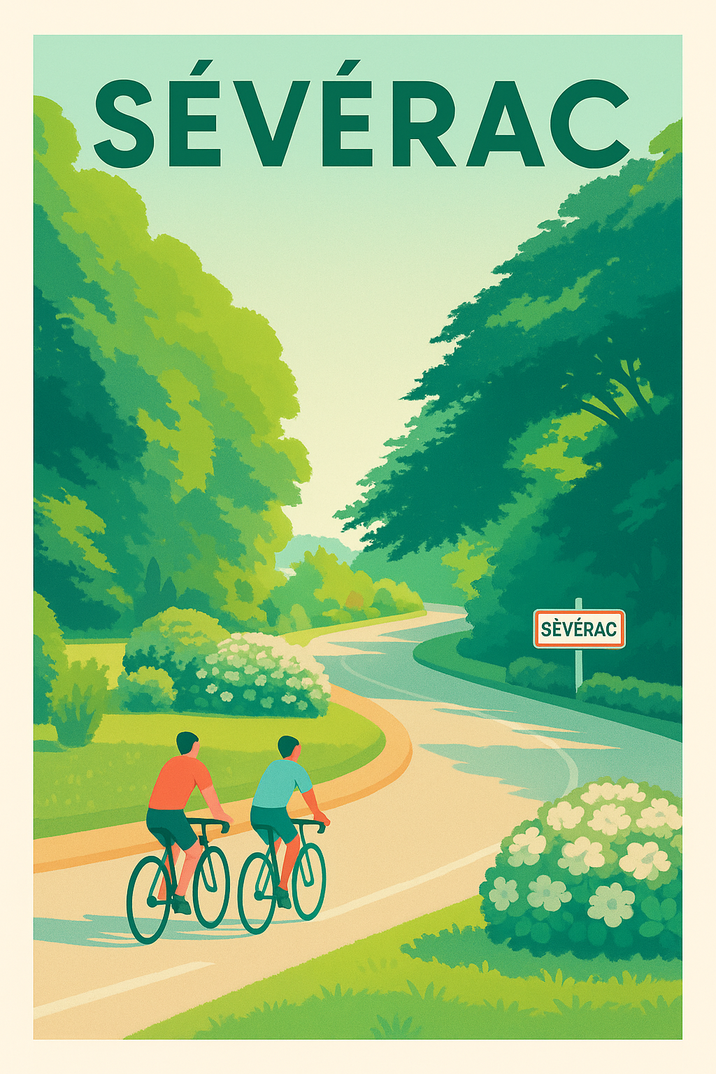 Affiche de Sévérac - Invitation à la balade à vélo au cœur de la nature
