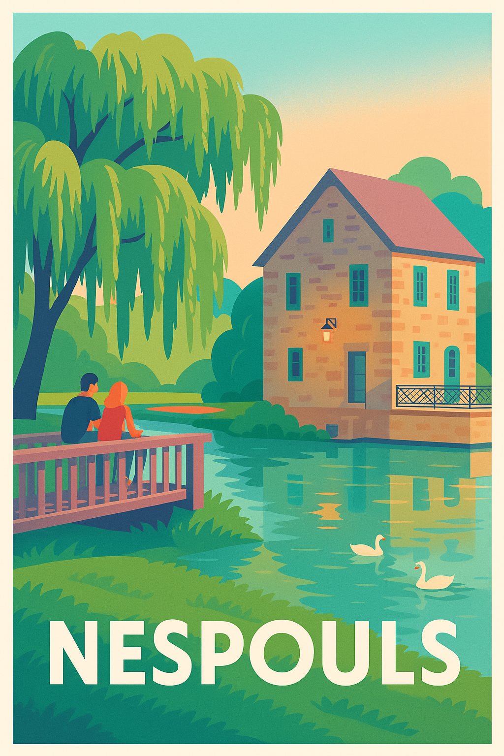 Affiche Nespouls — Sérénité au bord de l'eau · poster d'art de Nespouls
