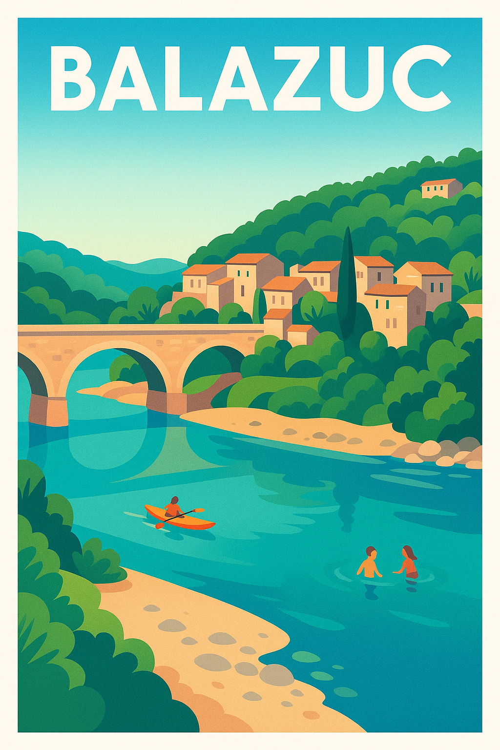 Affiche Balazuc — Charme et nature au fil de l'Ardèche · poster d'art de Balazuc