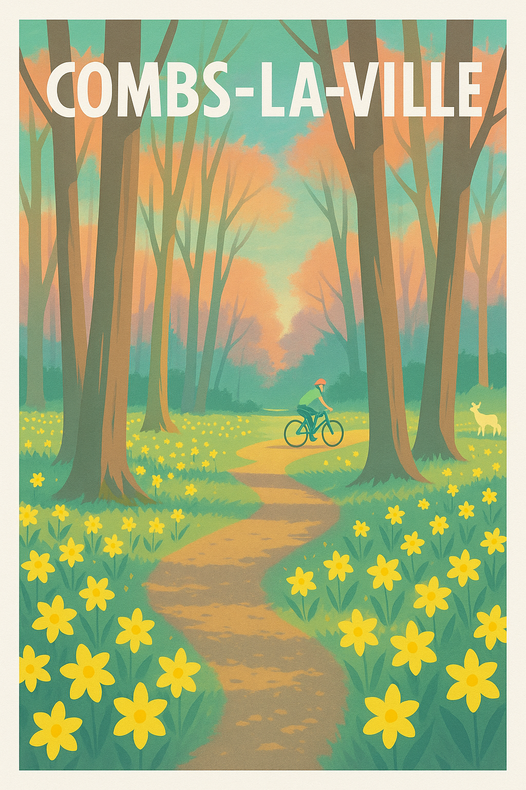 Affiche Combs-la-Ville — Promenade fleurie en forêt · poster d'art de Combs-la-Ville