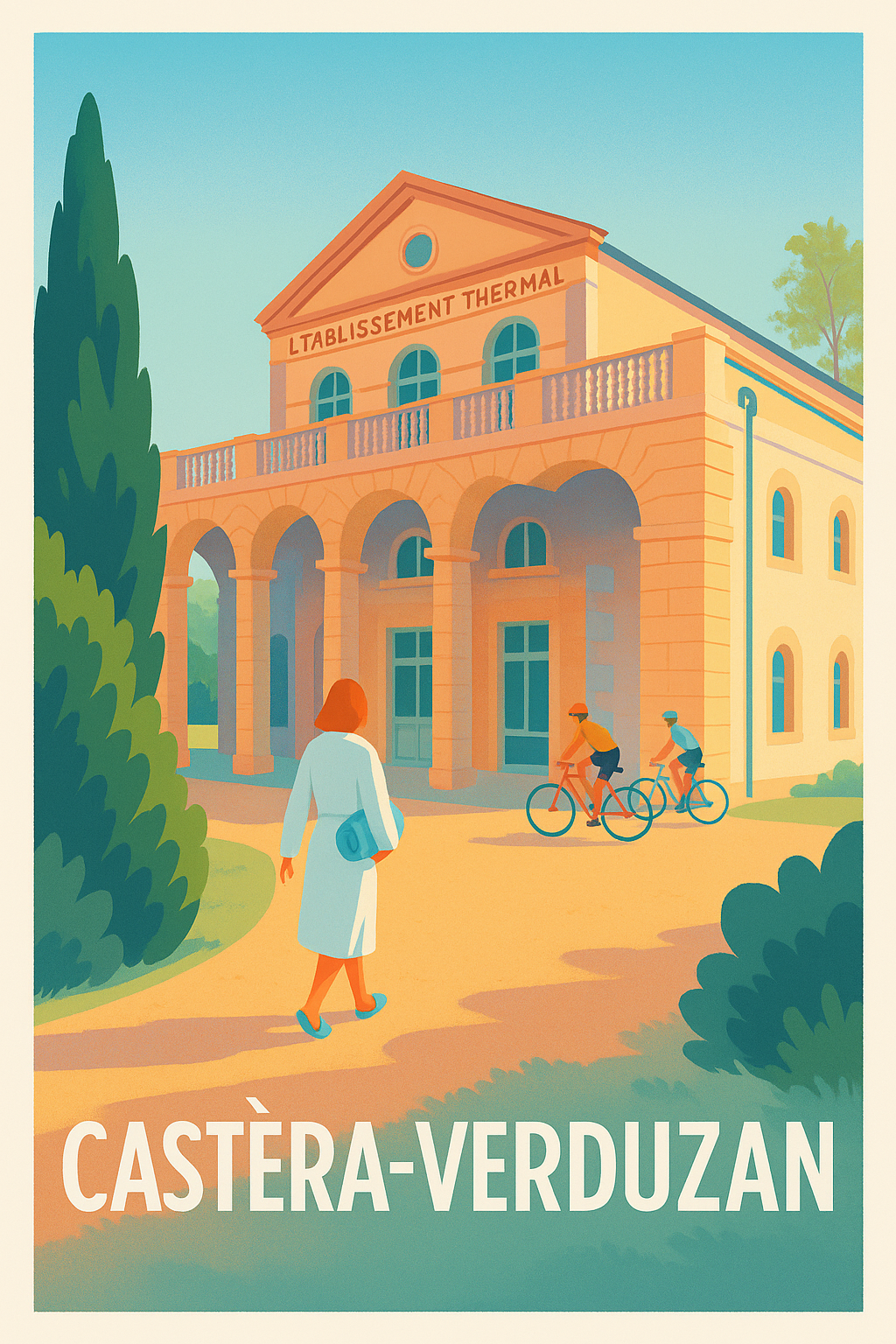 Affiche Castéra-Verduzan — L’élégance thermale ensoleillée · poster d'art de Castéra-Verduzan