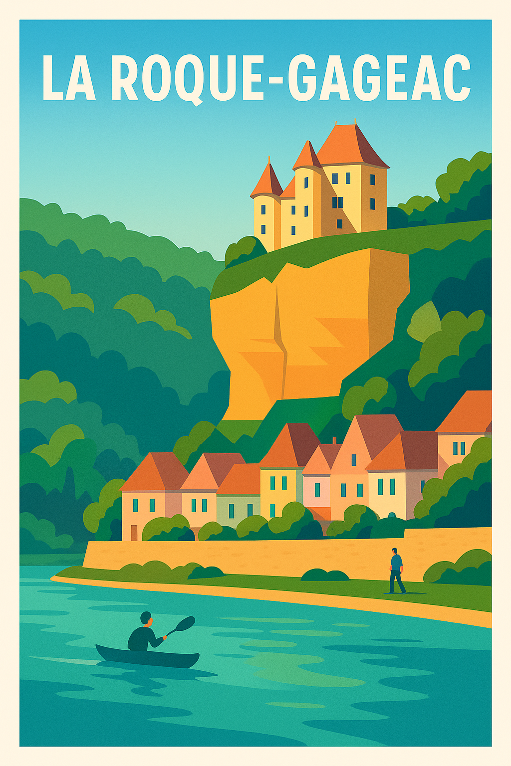 Affiche La Roque-Gageac — Charme et nature au bord de la Dordogne · poster d'art de La Roque-Gageac