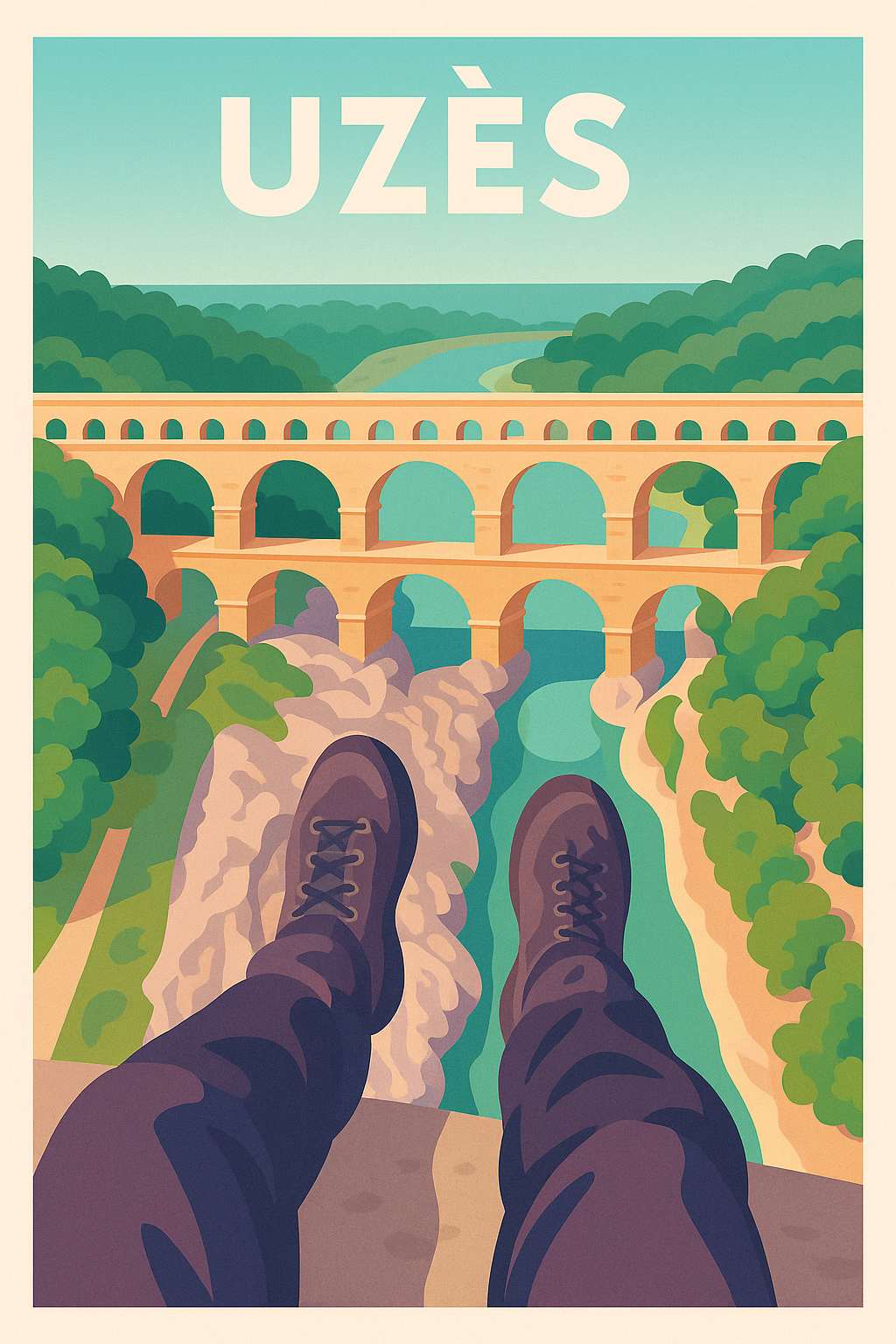 Affiche de Uzès - Vue imprenable sur le Pont du Gard