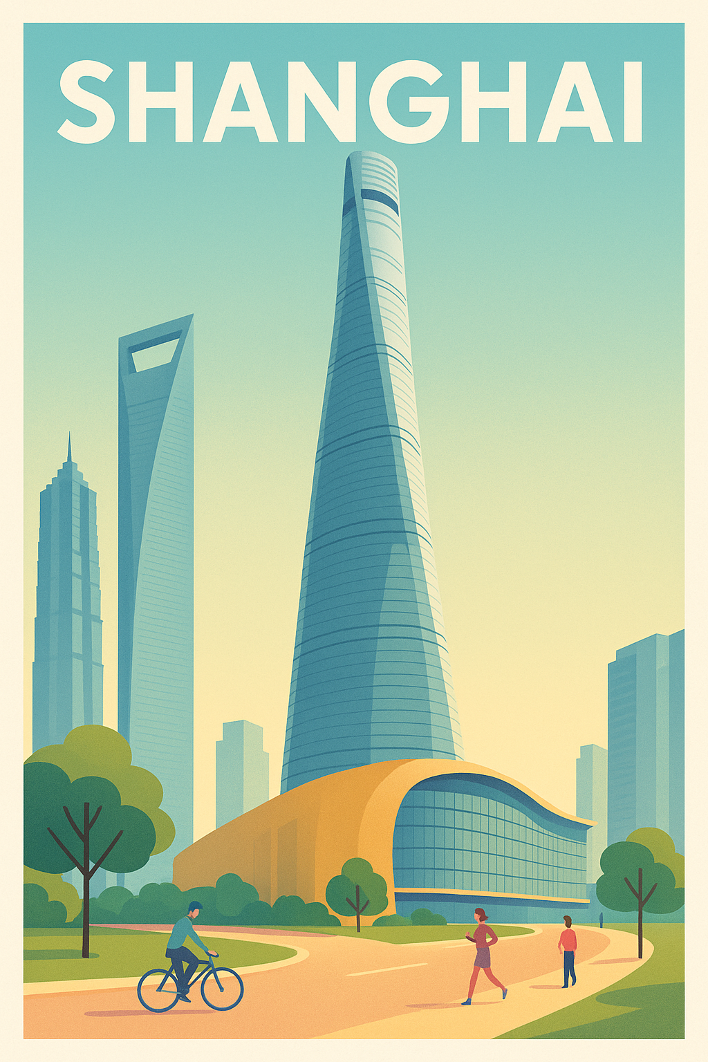 Affiche de Shanghai - Évasion urbaine entre modernité et nature