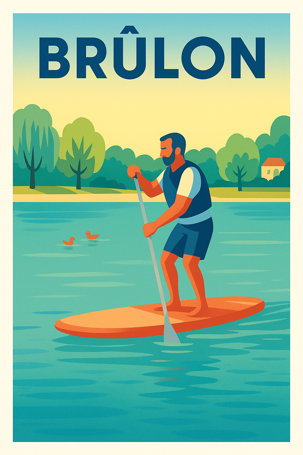 Affiche de Brûlon - Évasion et détente sur les eaux calmes