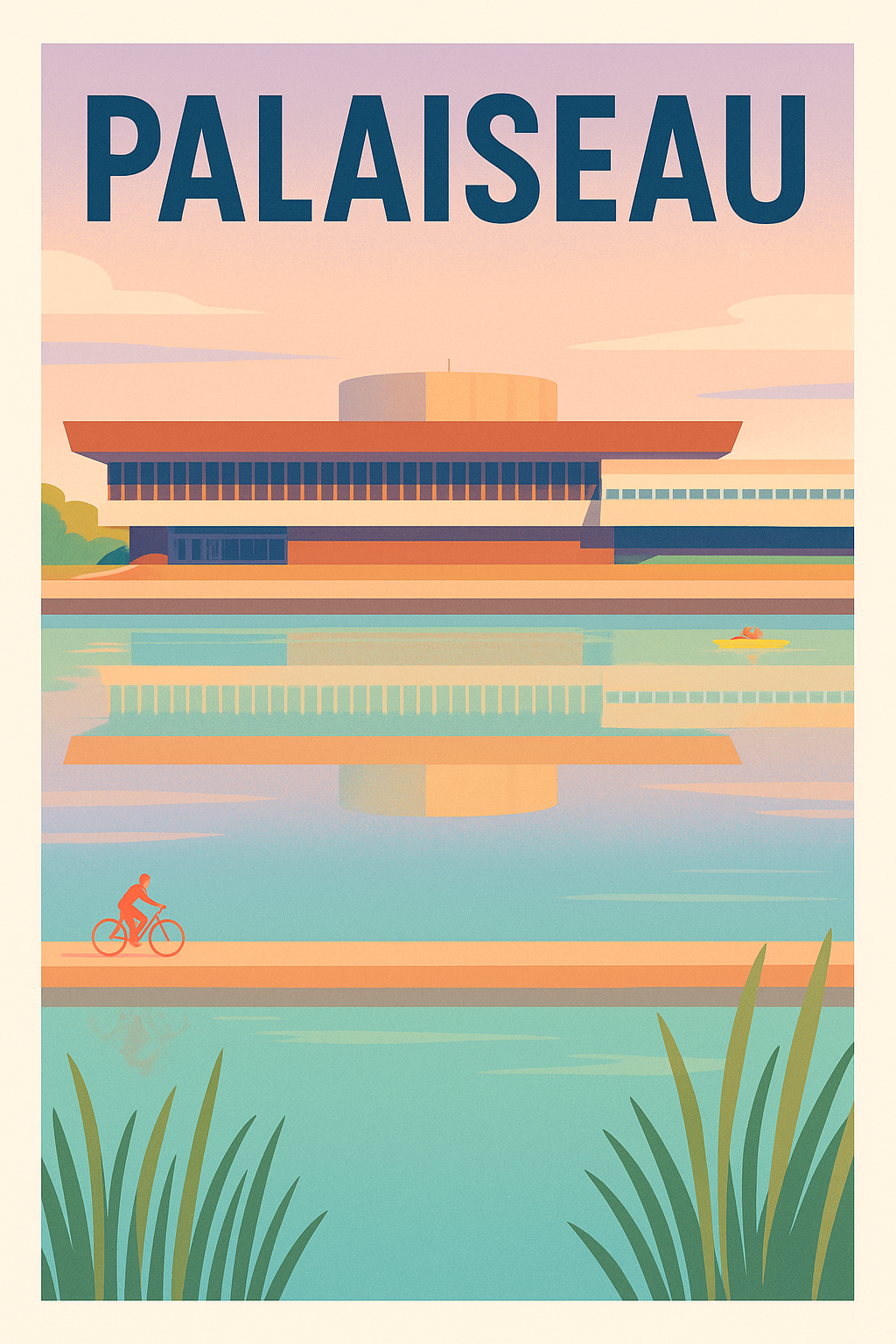 Affiche Palaiseau — Élégance architecturale et sérénité au bord de l'eau · poster d'art de Palaiseau