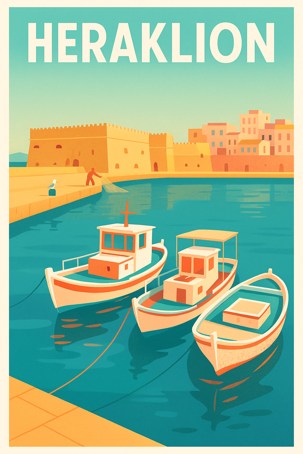 Affiche de Heraklion - Charme méditerranéen au port