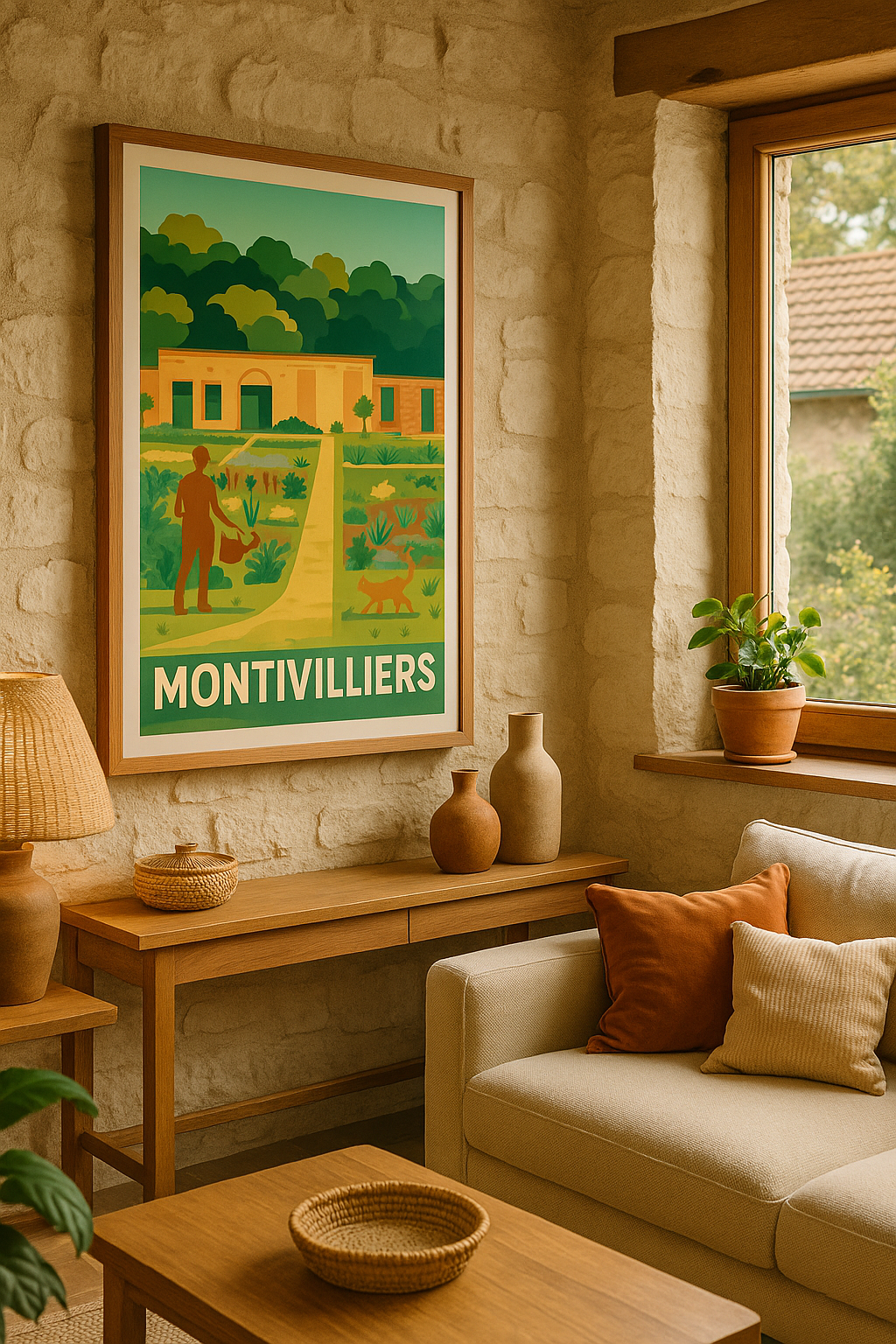 Mise en situation Affiche Montivilliers - Jardin et sérénité en Normandie