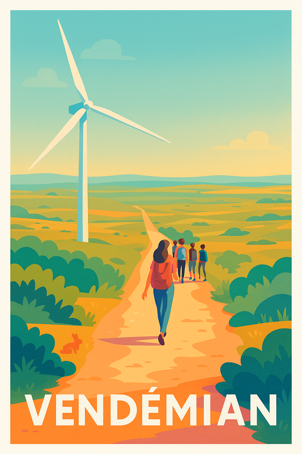 Affiche Vendémian — Promenade en plein air au cœur des paysages vallonnés · poster d'art de Vendémian