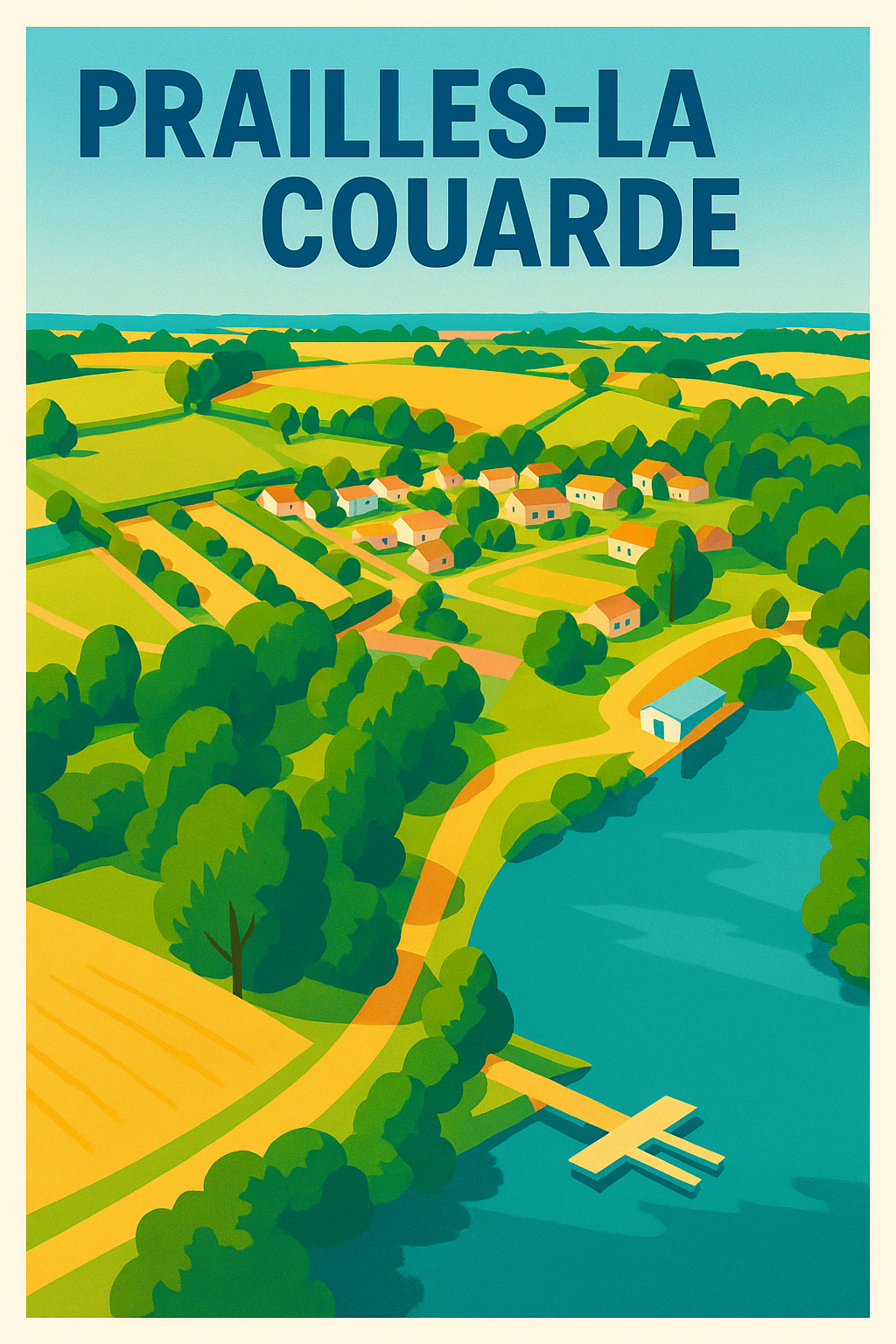 Affiche de Prailles-La Couarde - Charme bucolique en poster vintage