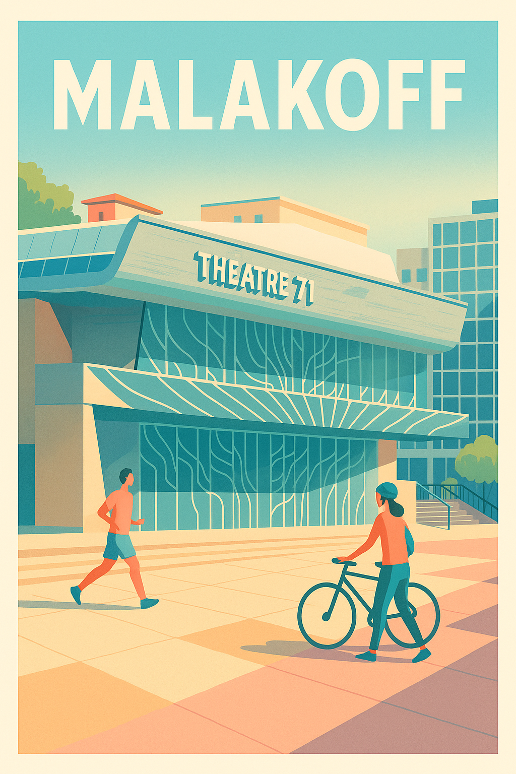 Affiche Malakoff — L'esprit dynamique du Théâtre 71 · poster d'art de Malakoff