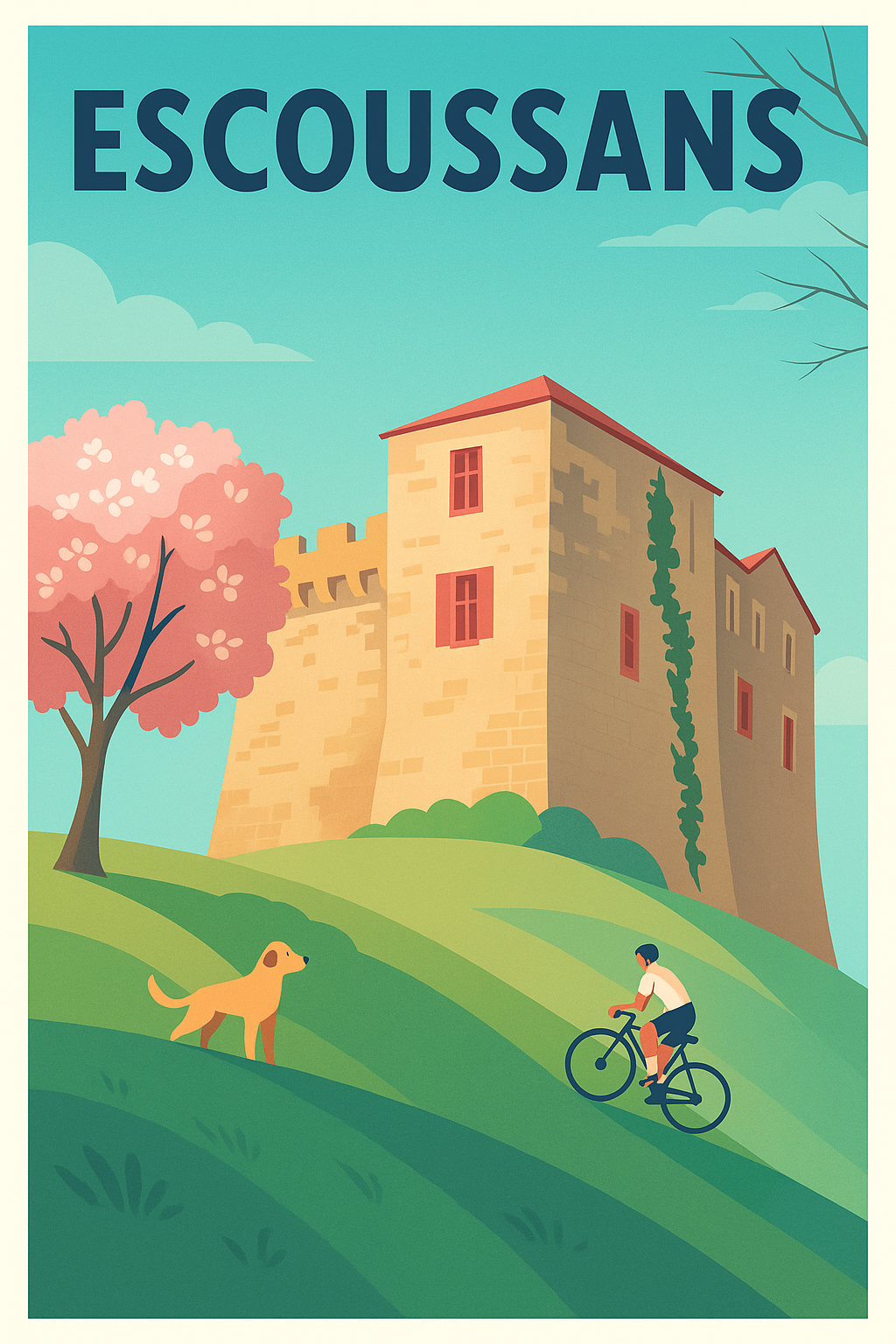 Affiche Escoussans — Évasion champêtre et patrimoine · poster d'art de Escoussans