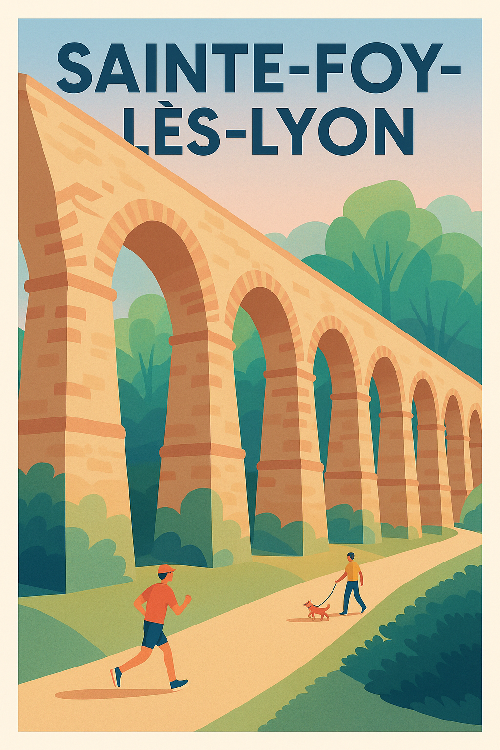 Affiche Sainte-Foy-lès-Lyon — L'élégance du Pont Roman en pleine nature · poster d'art de Sainte-Foy-lès-Lyon