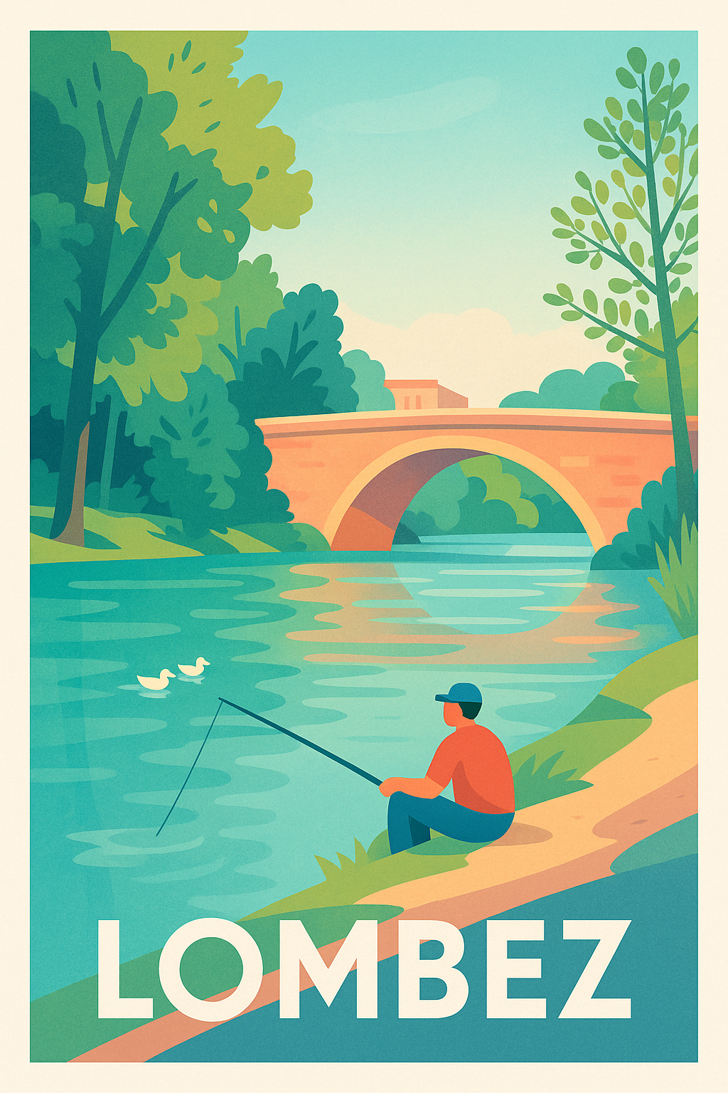 Affiche Lombez — La quiétude au fil de l'eau · poster d'art de Lombez