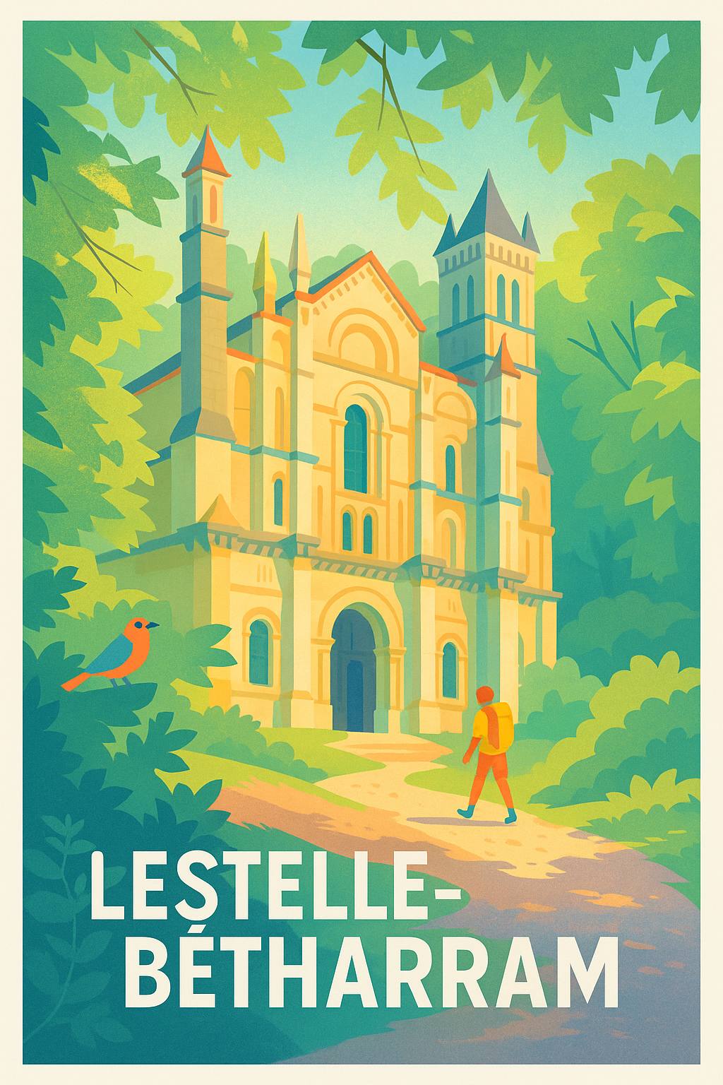 Affiche Lestelle-Bétharram — Émerveillez-vous devant la basilique enchanteresse · poster d'art de Lestelle-Bétharram