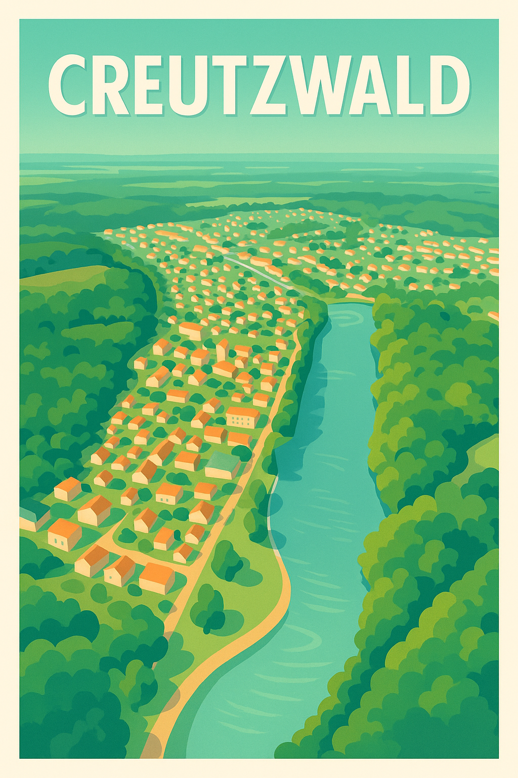Affiche de Creutzwald - Vue paisible au fil de l'eau