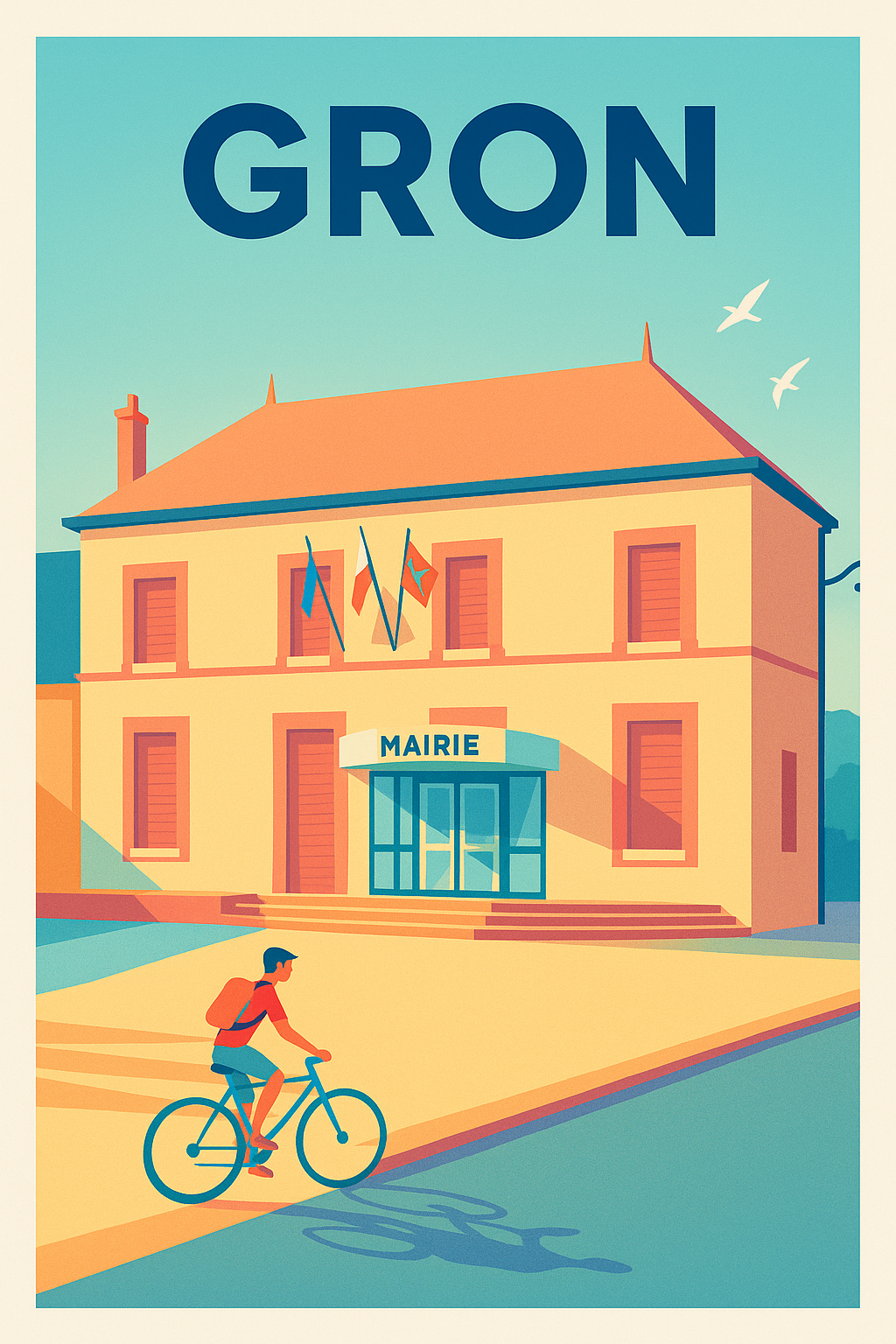Affiche de Gron - L'élégance tranquille de la mairie