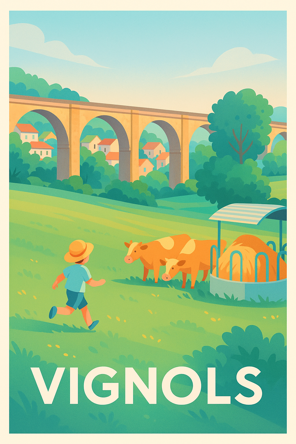 Affiche Vignols — Charme bucolique de la campagne limousine · poster d'art de Vignols
