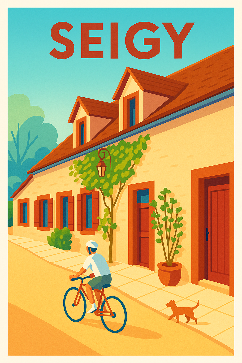 Affiche de Seigy - L'élégance tranquille d'un village à vélo