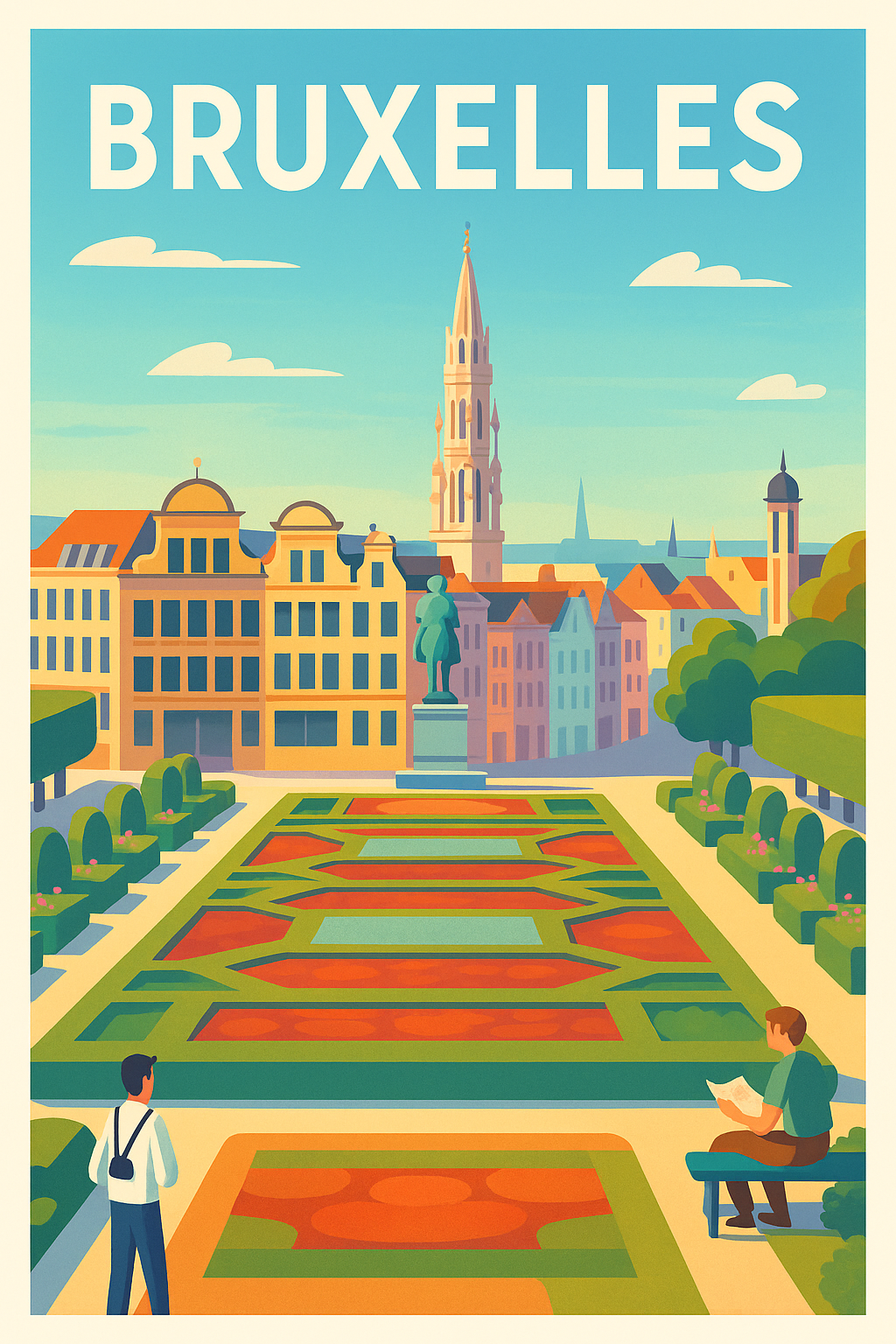 Affiche de Bruxelles - Promenade dans les jardins urbains