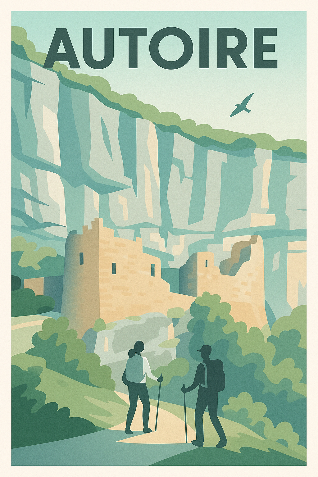 Affiche Autoire — Aventure et nature au cœur des falaises · poster d'art de Autoire