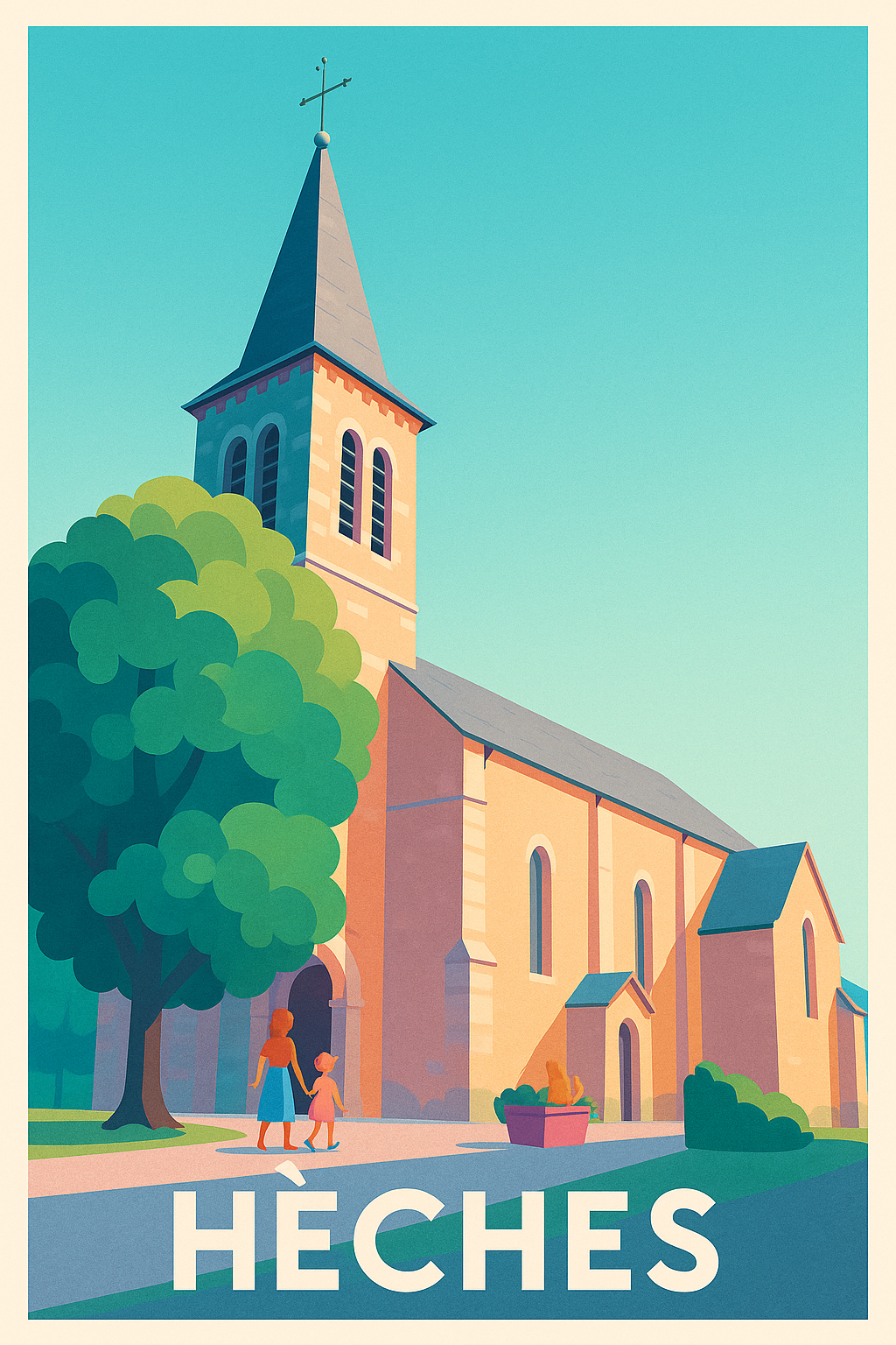Affiche de Hèches - Charme tranquille d'un village pittoresque