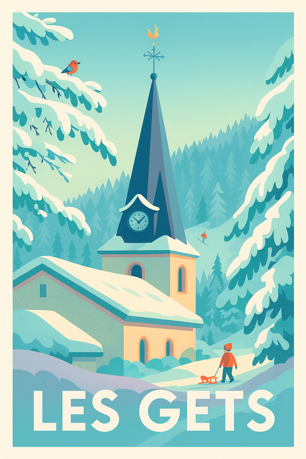 Affiche Les Gets — Charme hivernal et douceur montagnarde · poster d'art de Les Gets