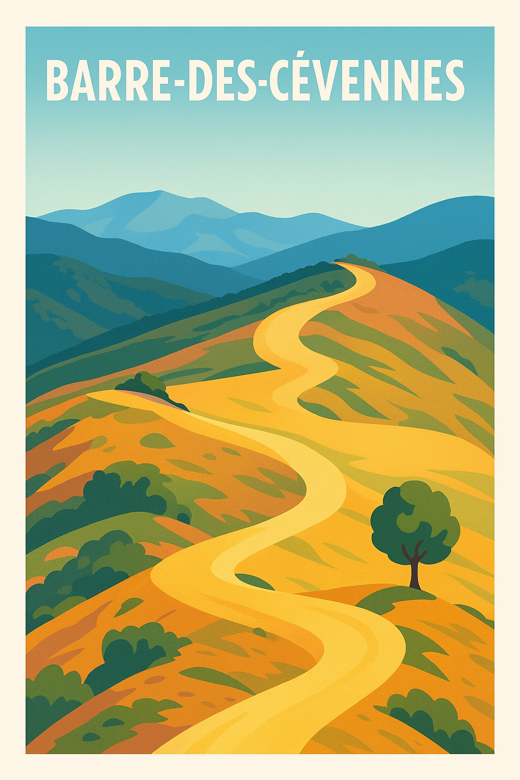 Affiche Barre-des-Cévennes — Invitation à la randonnée en pleine nature · poster d'art de Barre-des-Cévennes