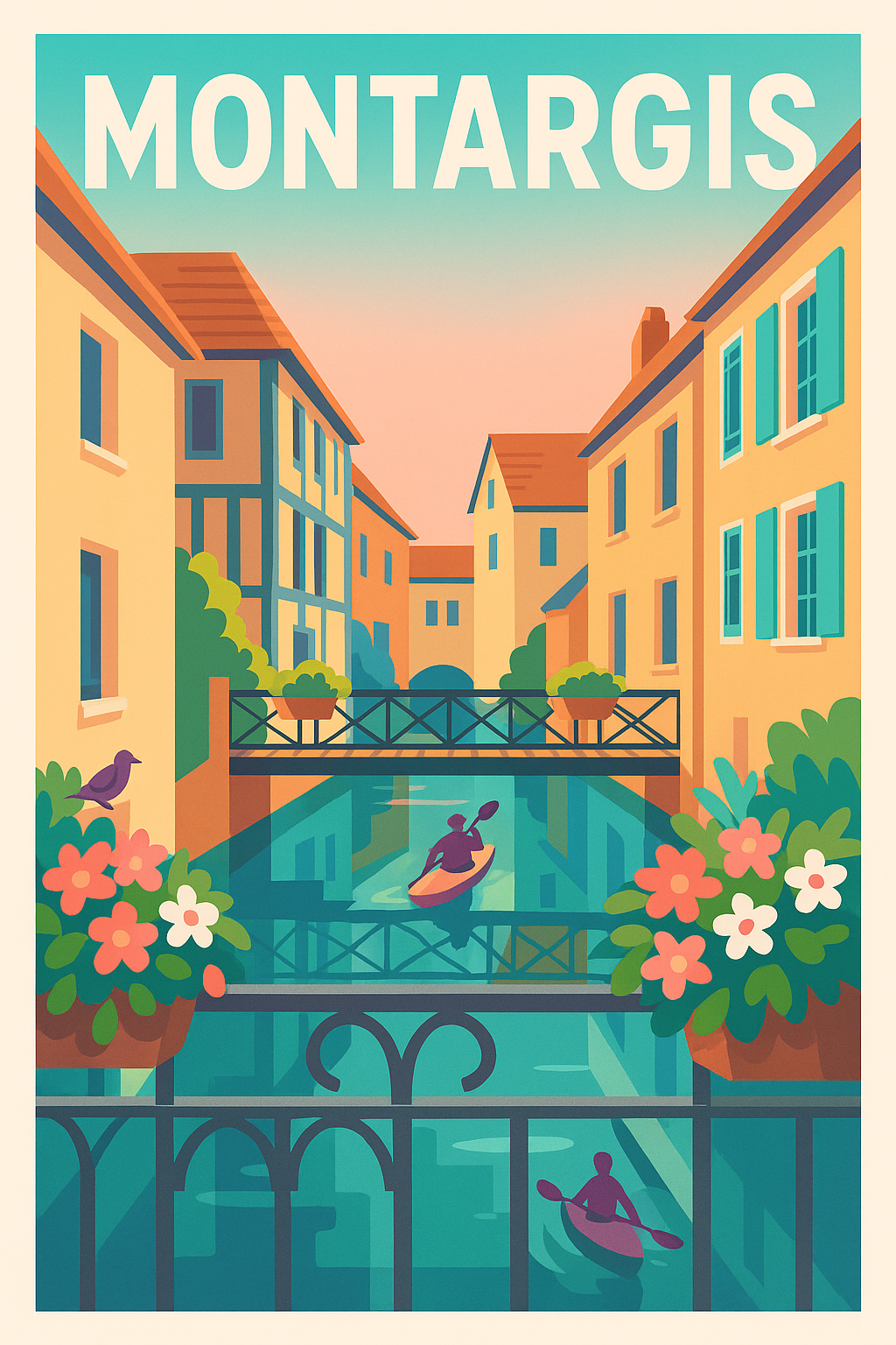 Affiche de Montargis - La Venise du Gâtinais en couleurs douces