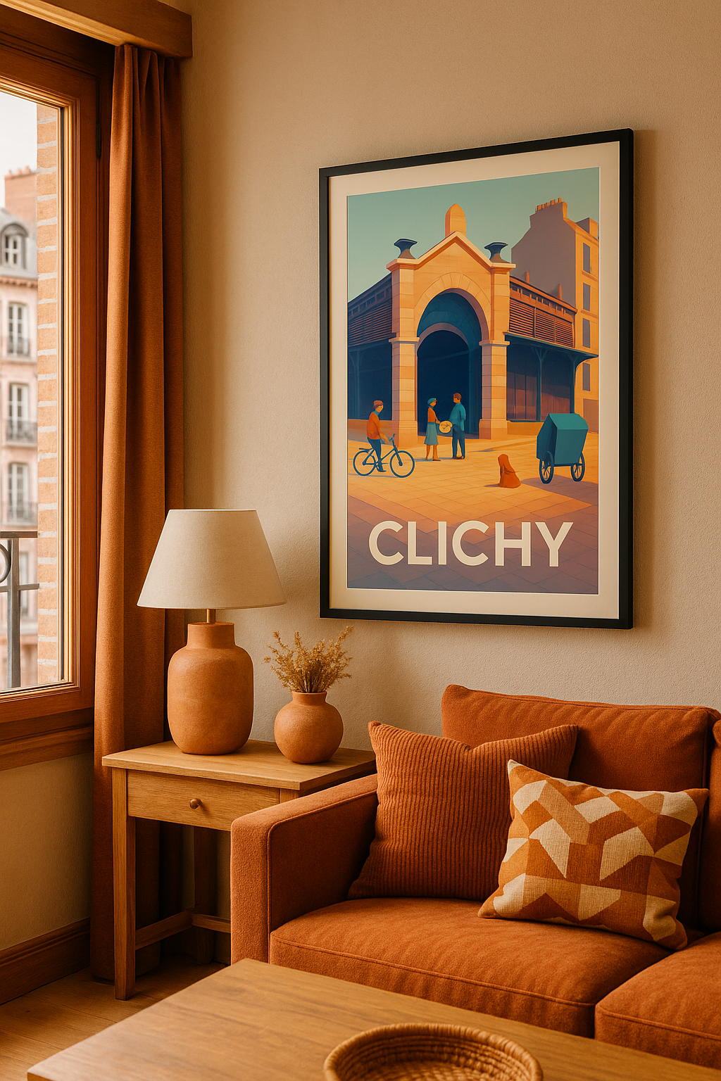 Mise en situation Affiche Clichy - Charme et vie quotidienne au coeur de la ville