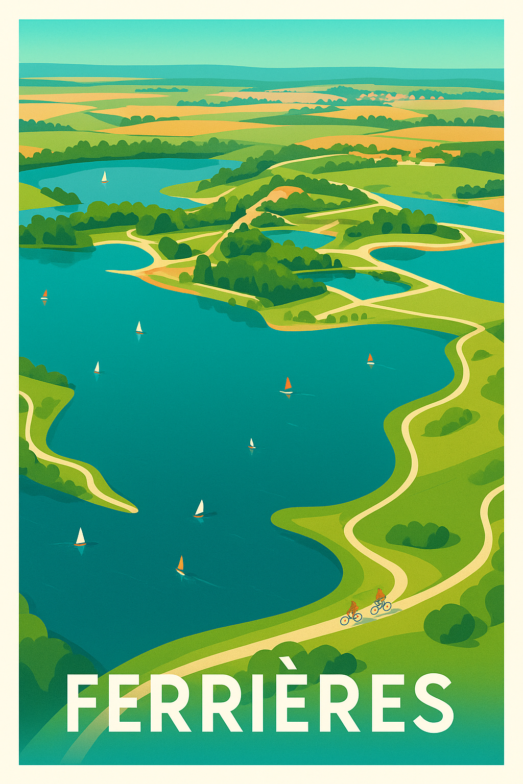 Affiche Ferrières — Évasion nature et loisirs au fil de l'eau · poster d'art de Ferrières