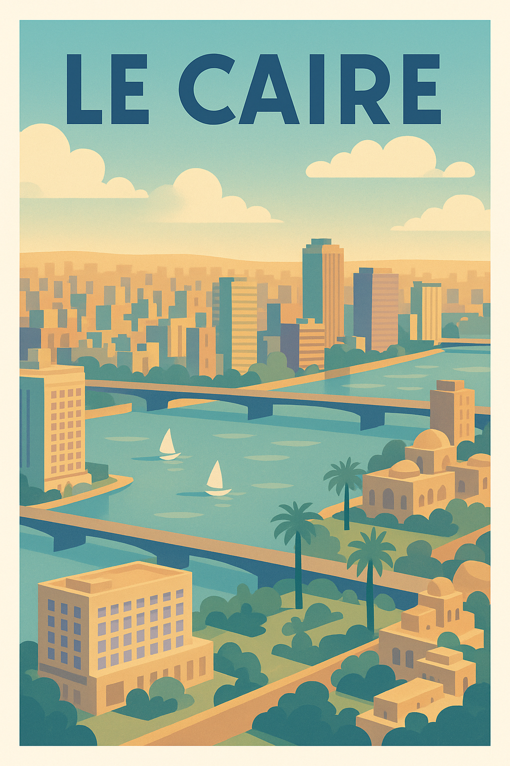 Affiche Le Caire — Vue ensoleillée sur la métropole mythique · poster d'art de Le Caire