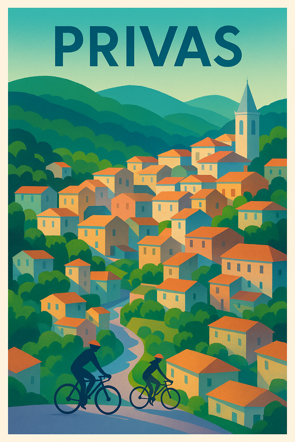 Affiche de Privas - L'évasion à vélo au cœur des collines ardéchoises