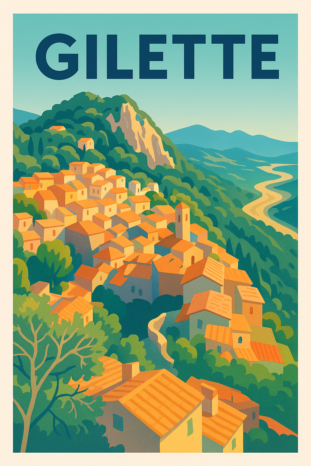 Affiche de Gilette - Charme pittoresque des villages perchés