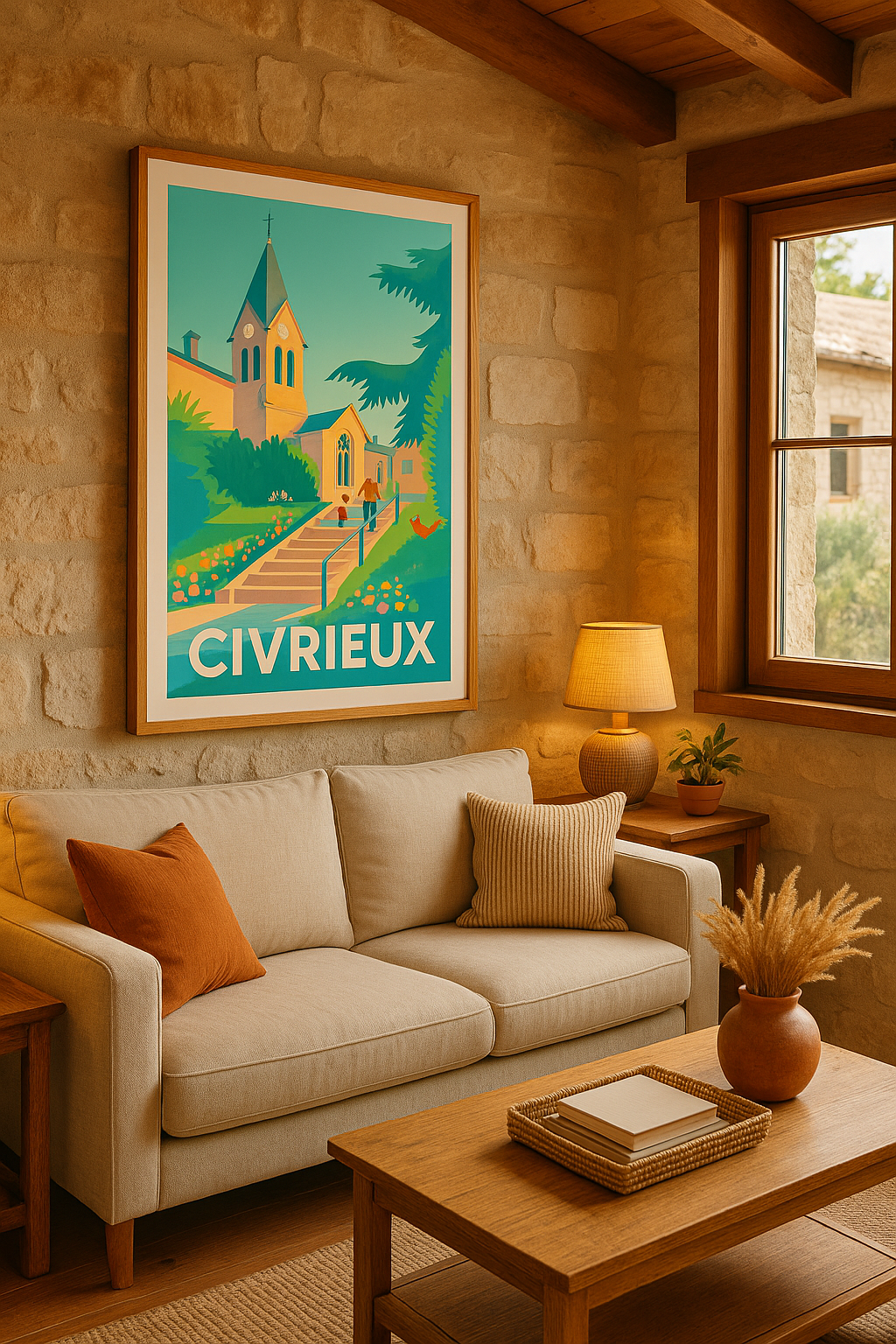 Mise en situation Affiche Civrieux - Charme paisible et fleuri au cœur du village
