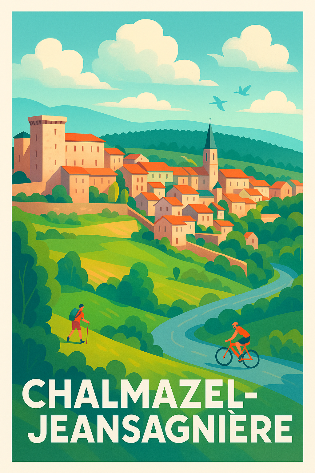 Affiche Chalmazel-Jeansagnière — Évasion verte et village pittoresque · poster d'art de Chalmazel-Jeansagnière