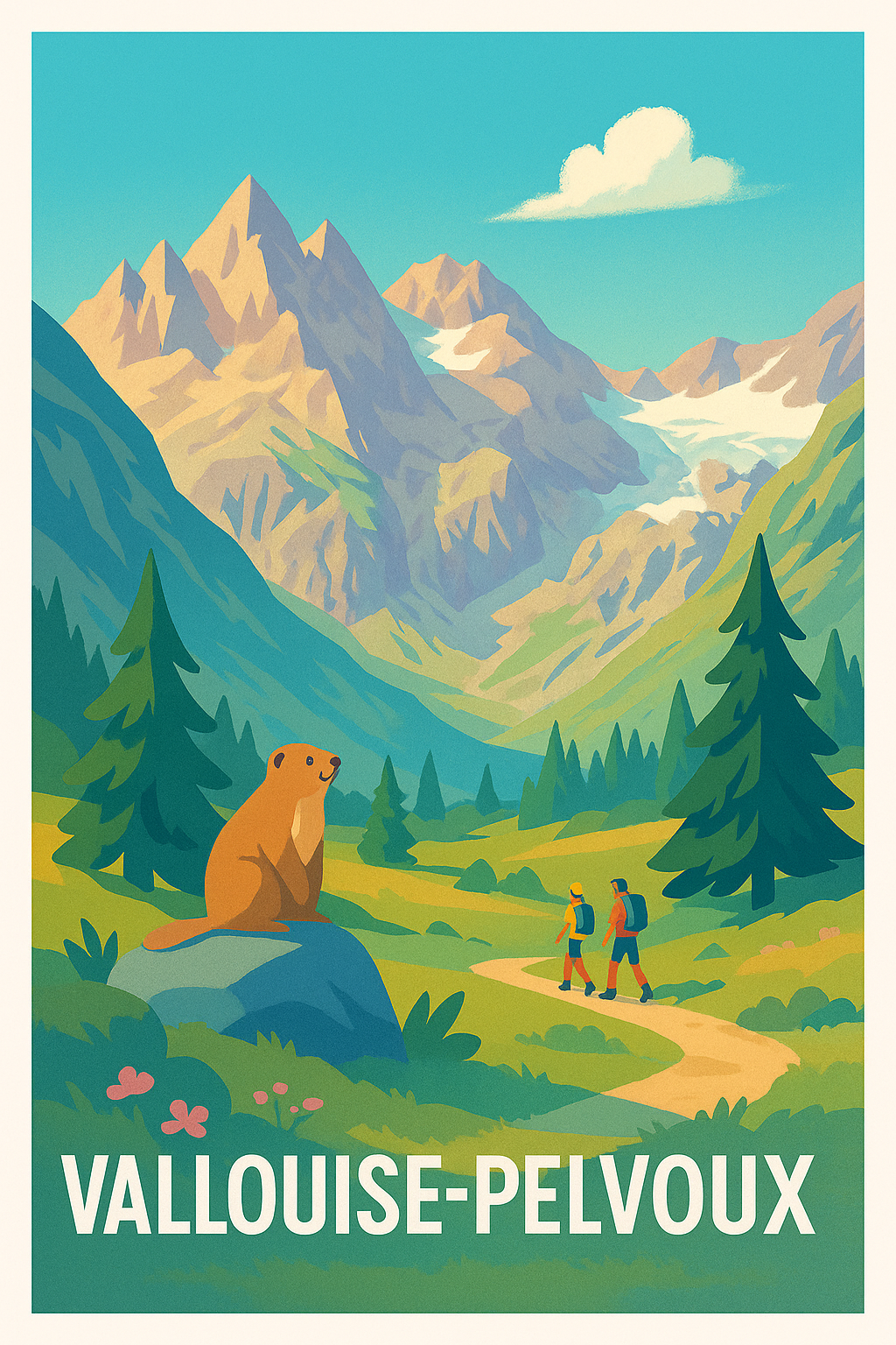 Affiche Vallouise-Pelvoux — Escapade nature au cœur des montagnes · poster d'art de Vallouise-Pelvoux
