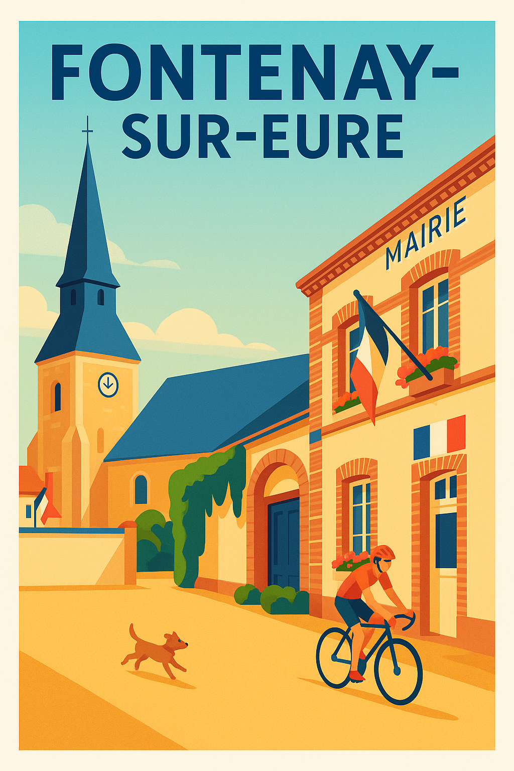 Affiche de Fontenay-sur-Eure - Charme paisible de village à vélo