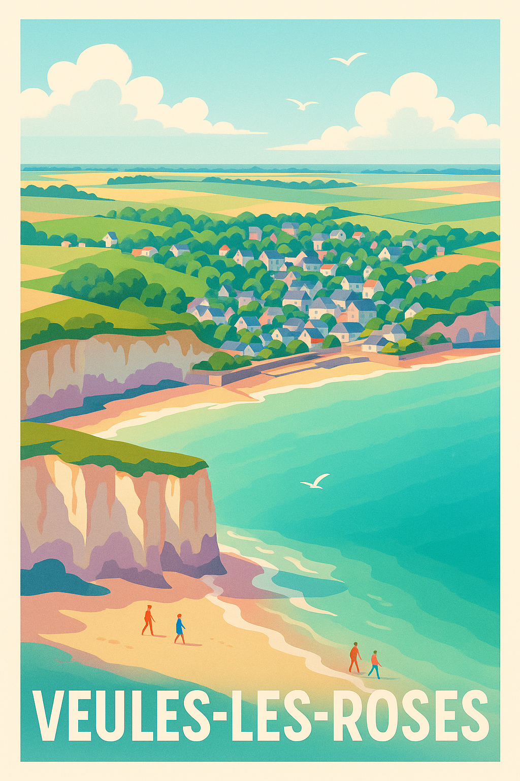 Affiche Veules-les-Roses — La douceur d’un village côtier · poster d'art de Veules-les-Roses