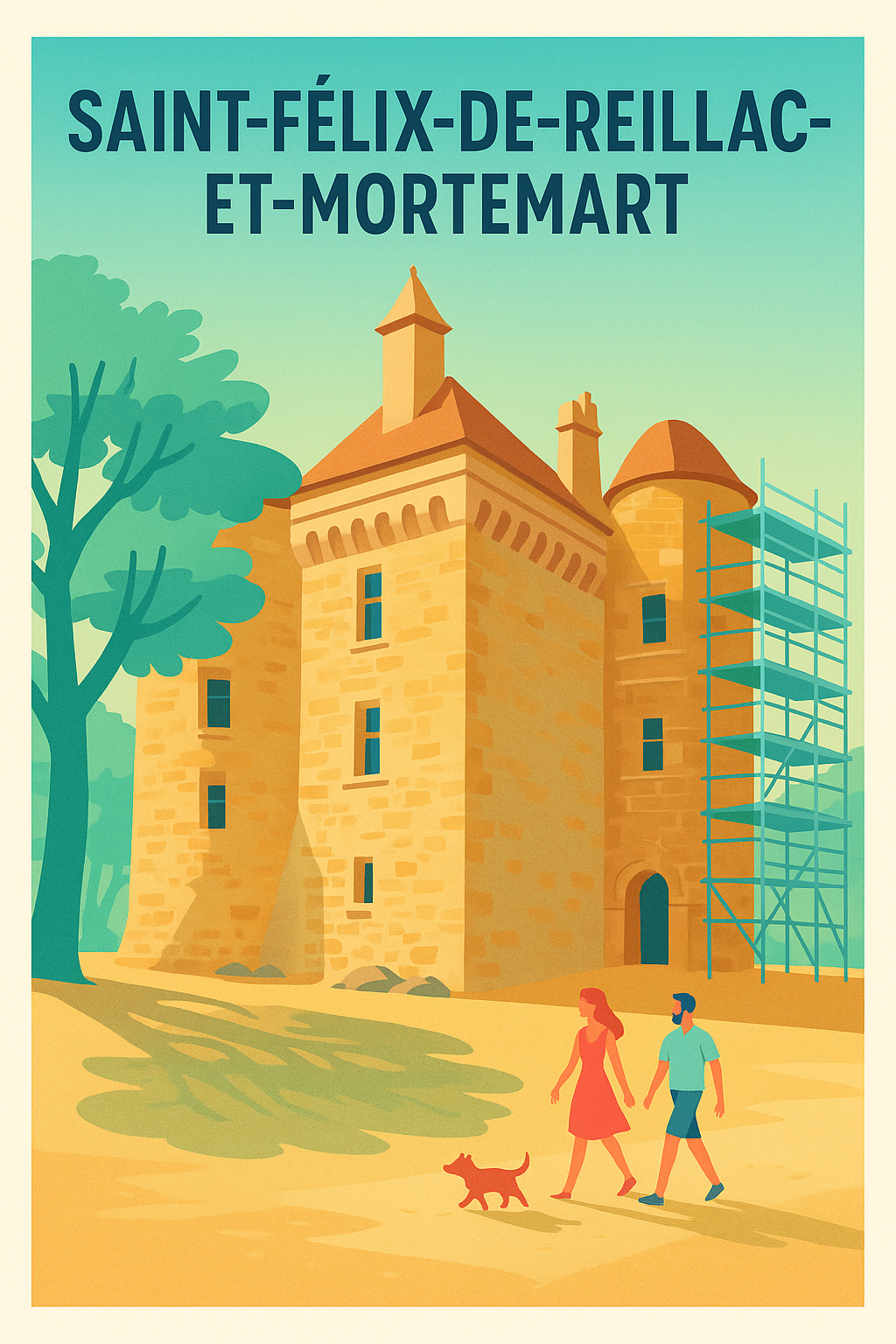 Affiche Saint-Félix-de-Reillac-et-Mortemart — Charme et histoire au cœur de la Dordogne · poster d'art de Saint-Félix-de-Reillac-et-Mortemart