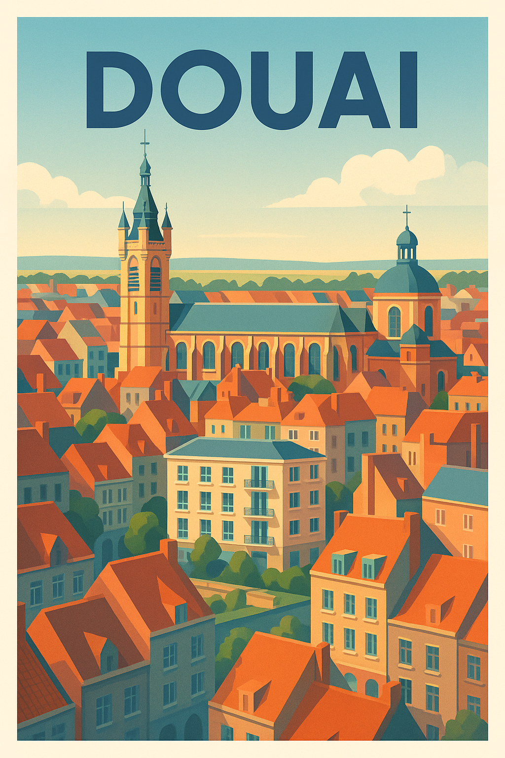 Affiche Douai — Charme historique et toits rouges · poster d'art de Douai