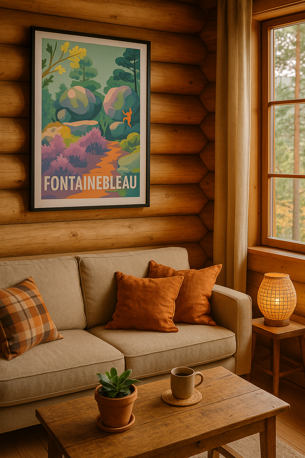 Mise en situation Affiche Fontainebleau - Nature et Aventure au Cœur de la Forêt