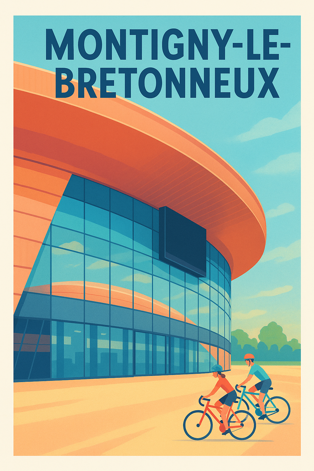Affiche Montigny-le-Bretonneux — L'Architecture Moderne à Vélo · poster d'art de Montigny-le-Bretonneux