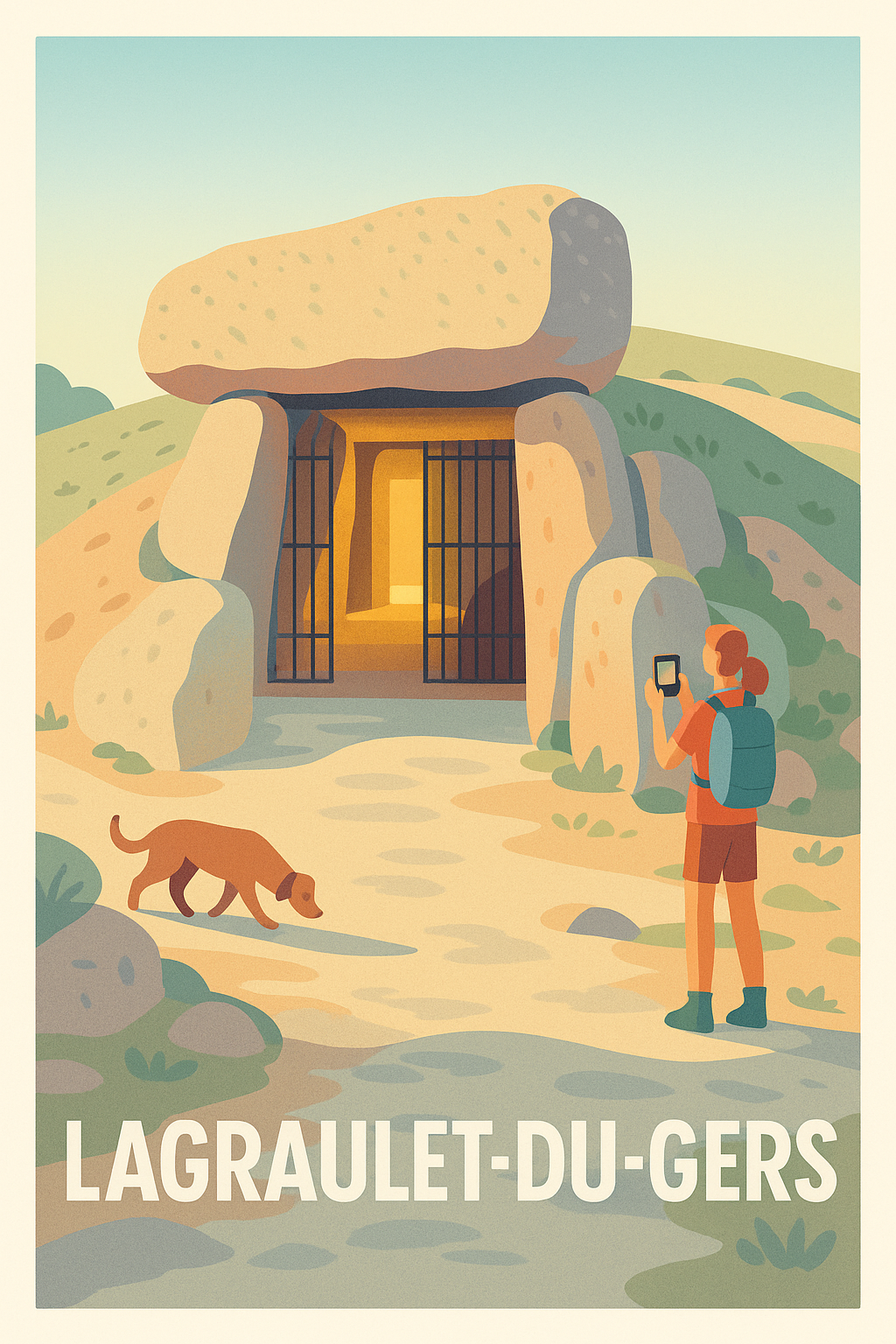 Affiche Lagraulet-du-Gers — Voyage au cœur des mystères préhistoriques · poster d'art de Lagraulet-du-Gers