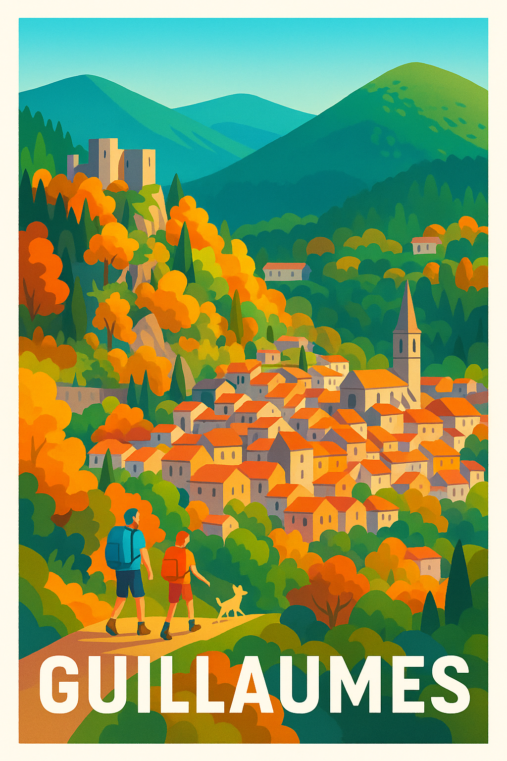 Affiche Guillaumes — Invitation à la randonnée en vallée colorée · poster d'art de Guillaumes