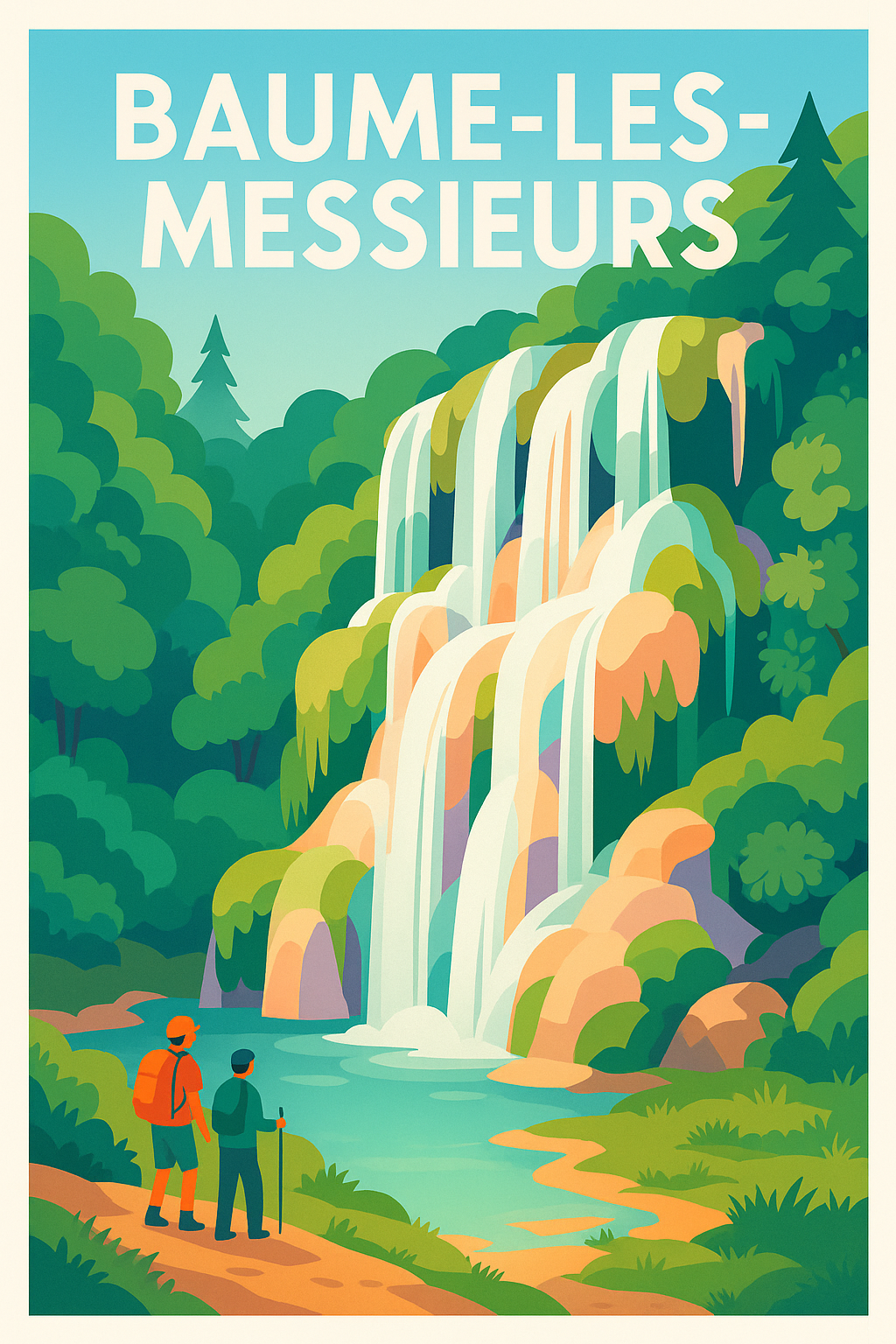 Affiche Baume-les-Messieurs — Escapade Nature et Cascades · poster d'art de Baume-les-Messieurs