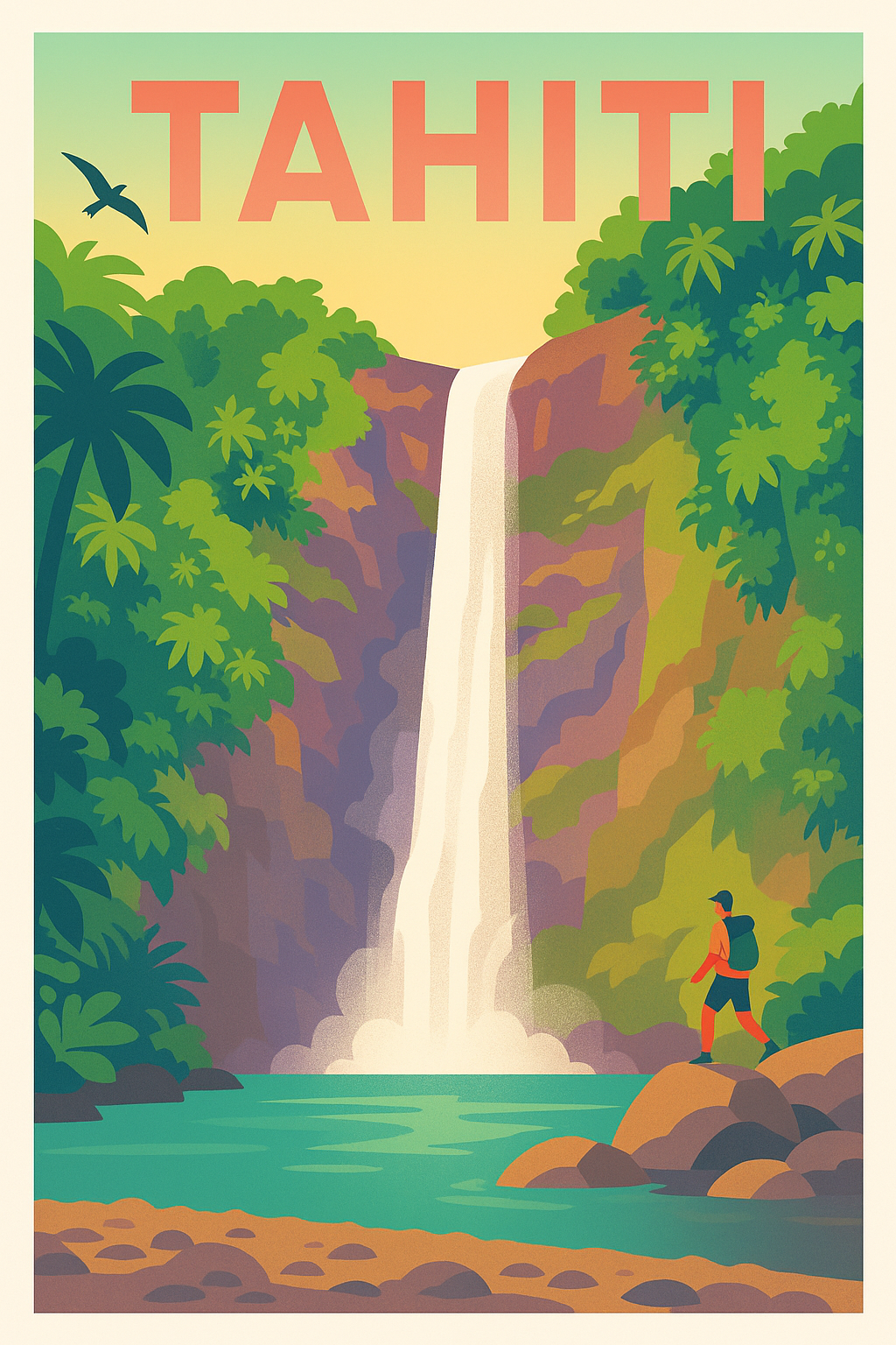 Affiche de Tahiti - L'évasion naturelle au cœur de la cascade