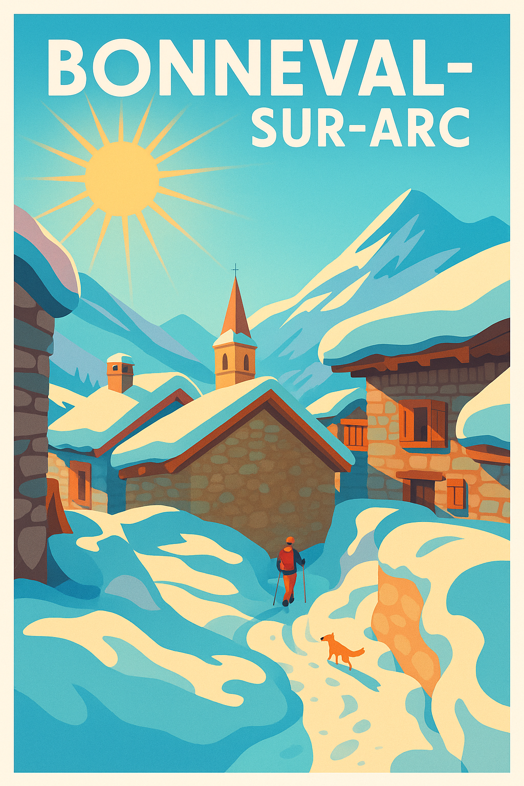Affiche Bonneval-sur-Arc — Charme hivernal au cœur des Alpes · poster d'art de Bonneval-sur-Arc