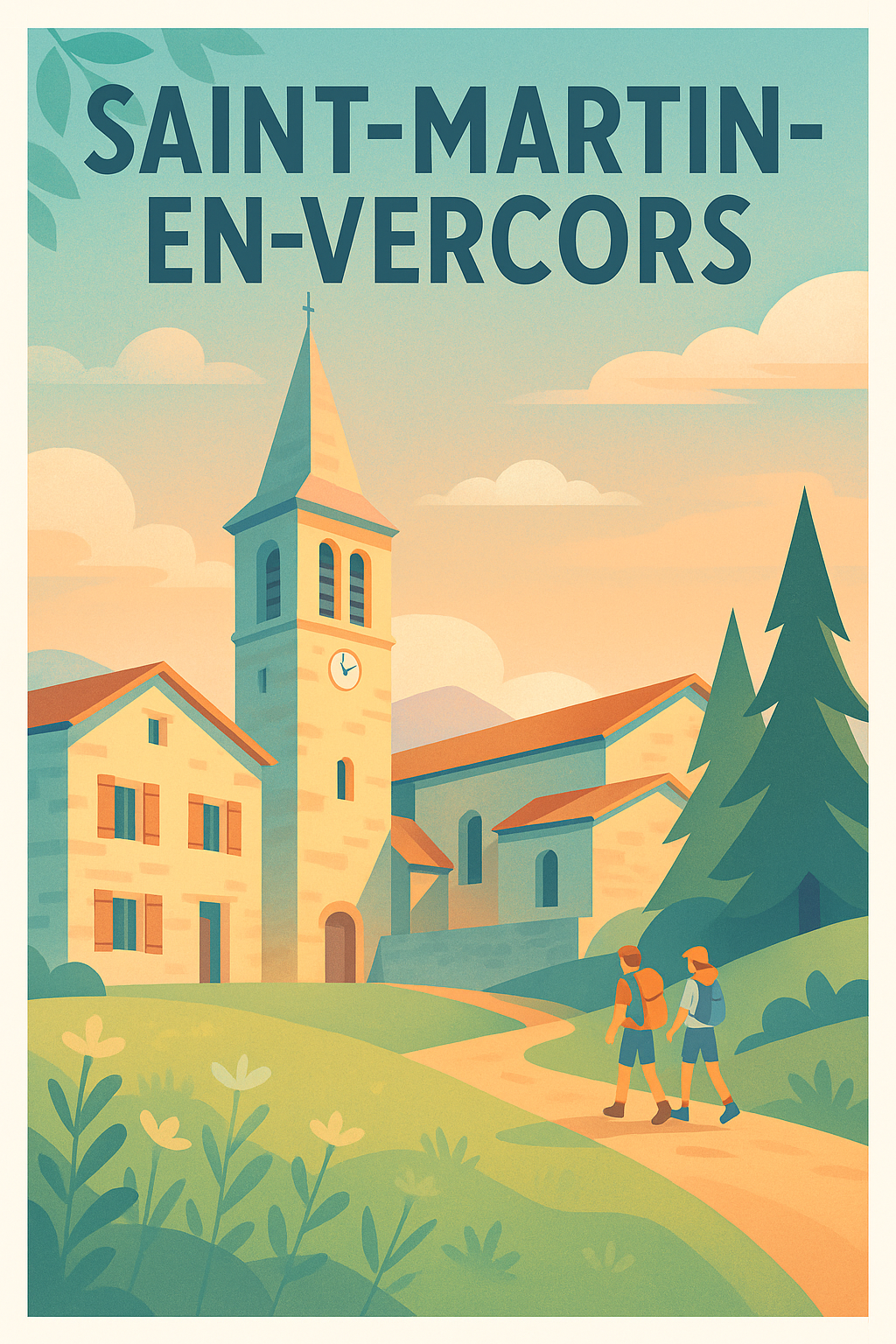 Affiche de Saint-Martin-en-Vercors - Invitation à la Randonnée en Montagne